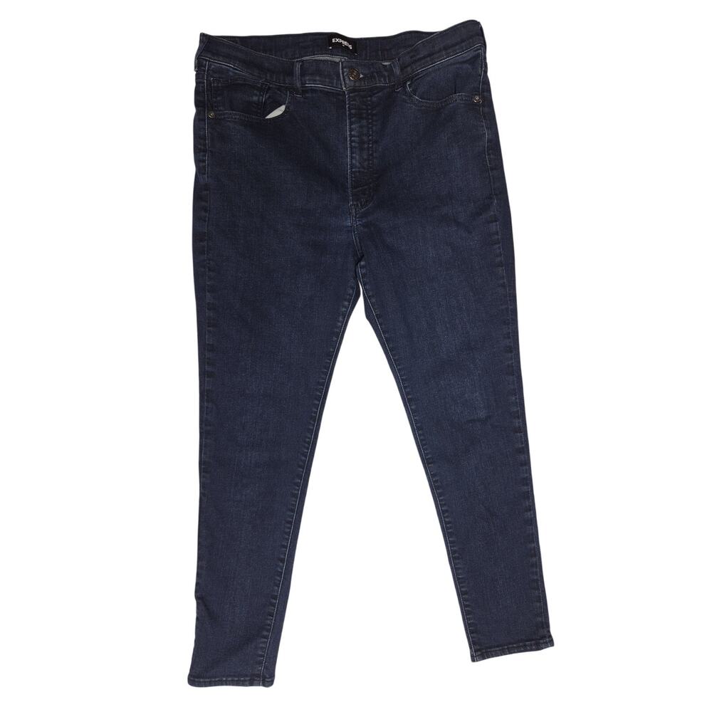Express Skinny High Rise Dark Wash Stretch Jeans Women Size 14R Style 0271903